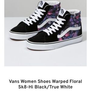 Super Rare  Old Skool True White Sk8 high warped floral VANS🖤❤️‍🔥 authentic 💯